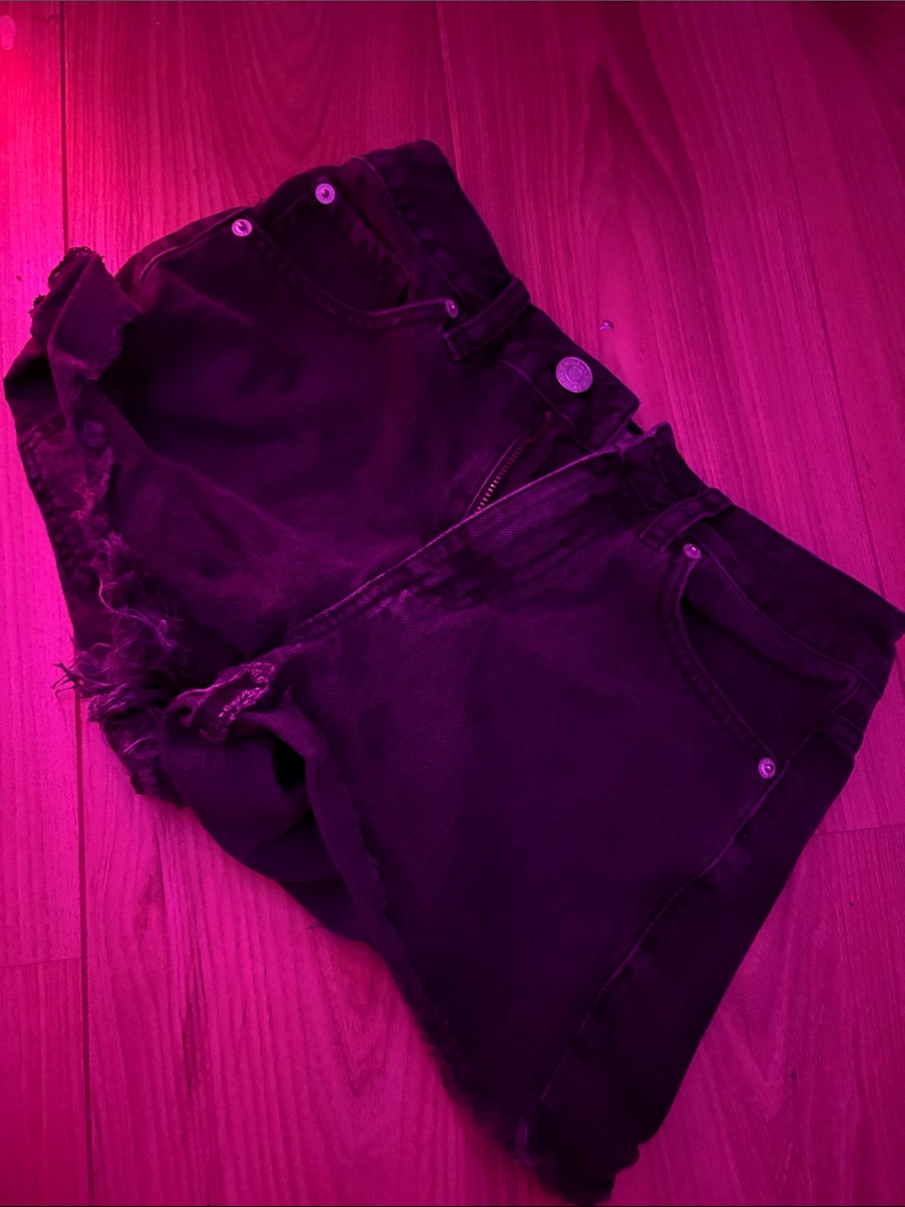 Garage Black High-Rise Distressed Denim Shorts